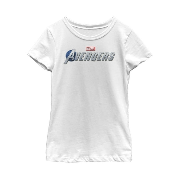 Girl's Marvel Avengers Game Text Logo  Graphic Tee White Small