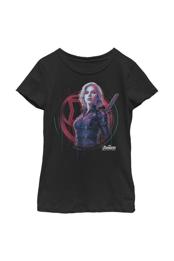 Girl's Marvel Avengers: Infinity War Black Widow Icon Tech  Graphic Tee Black X Large