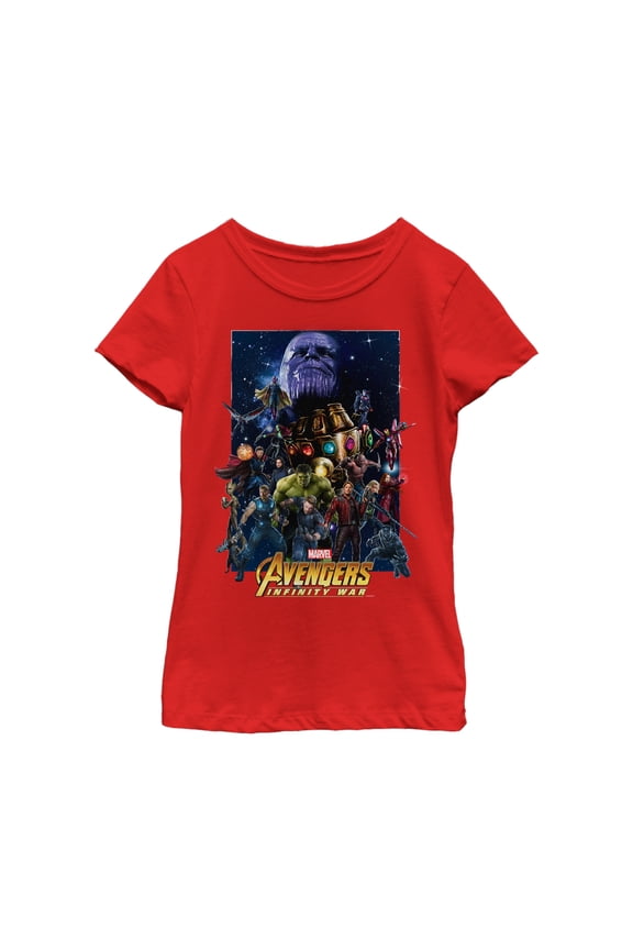 Girl's Marvel Avengers: Infinity War Character Collage  Graphic Tee Red X Small