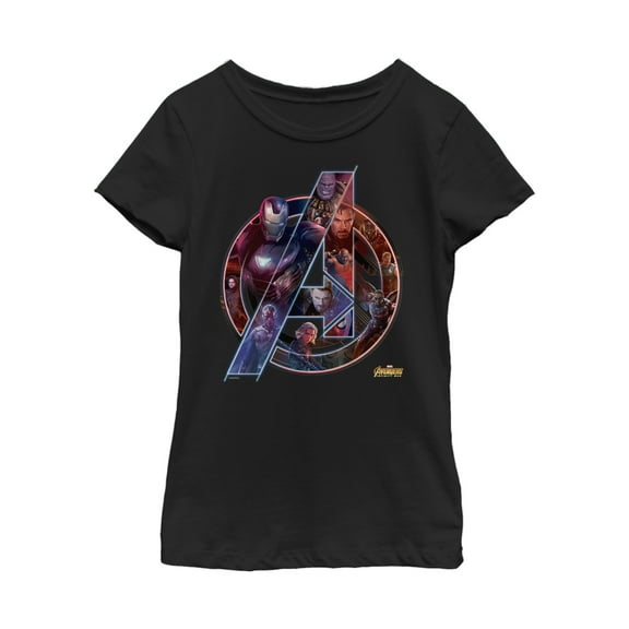 Girl's Marvel Avengers: Infinity War Logo  Graphic Tee Black Large