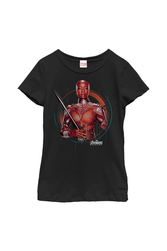 Girl's Marvel Avengers: Infinity War Okoye Tech Graphic Tee Black Large