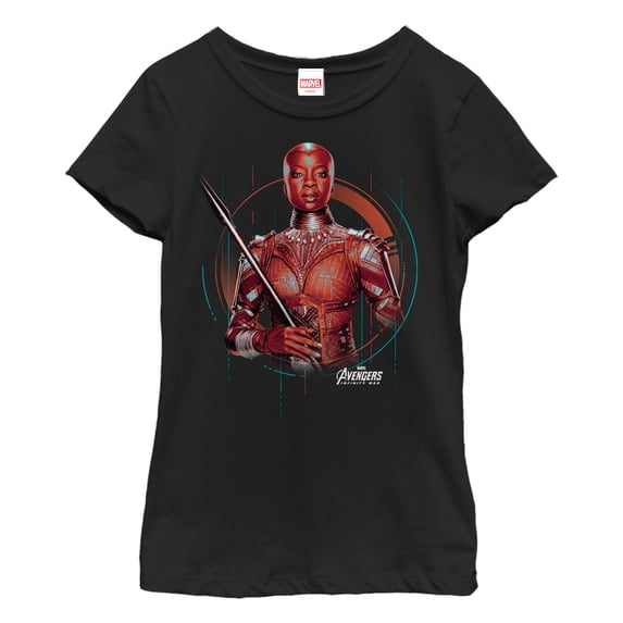 Girl's Marvel Avengers: Infinity War Okoye Tech Graphic Tee Black X Small