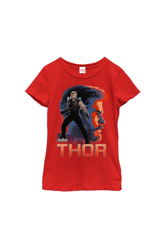 Girl's Marvel Avengers: Infinity War Thor View Graphic Tee Red Medium