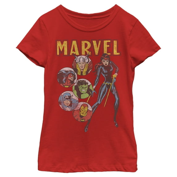 Girl's Marvel Avengers Vintage Portraits Graphic Tee Red X Small