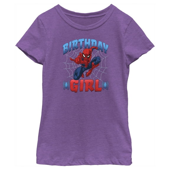 Girl's Marvel Bday Girl Spidey Graphic Tee Purple Berry Medium