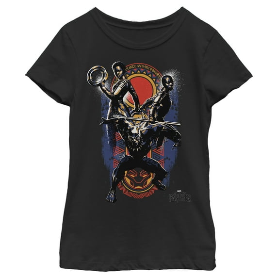 Girl's Marvel Black Panther 2018 Allies Graphic Tee Black Medium
