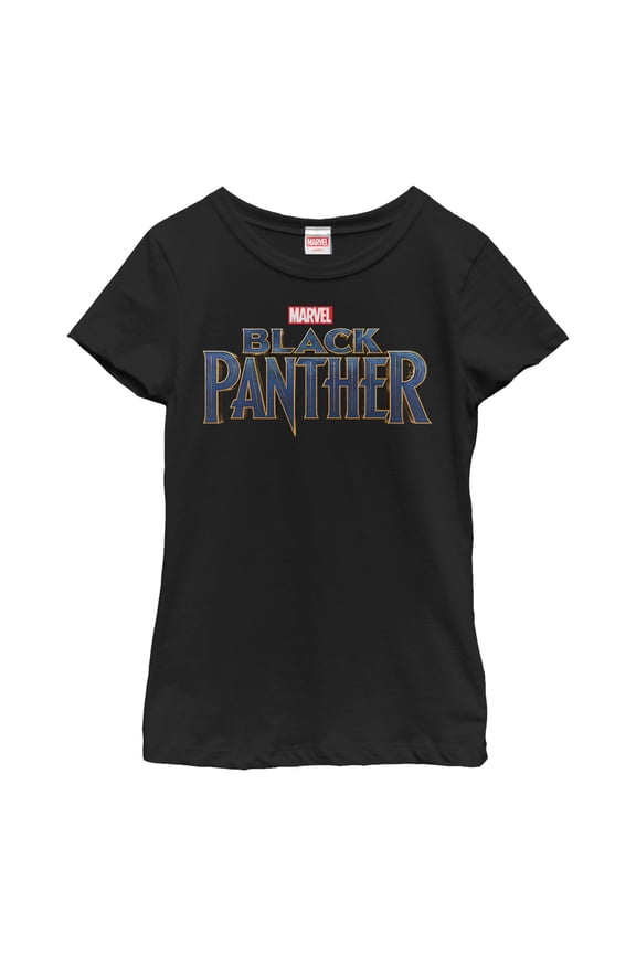 Girl's Marvel Black Panther 2018 Text Logo Graphic Tee Black Large