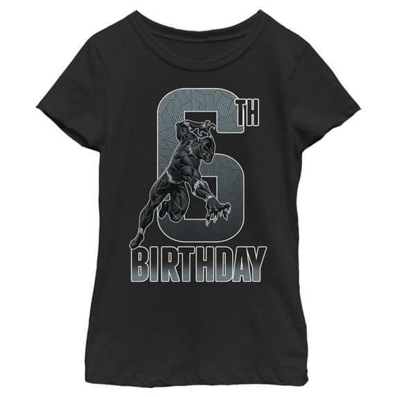 Girl's Marvel Black Panther Action Pose 6th Birthday Graphic Tee Black X Small