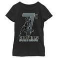 thumbnail image 1 of Girl's Marvel Black Panther Action Pose 7th Birthday  Graphic Tee Black Small, 1 of 3