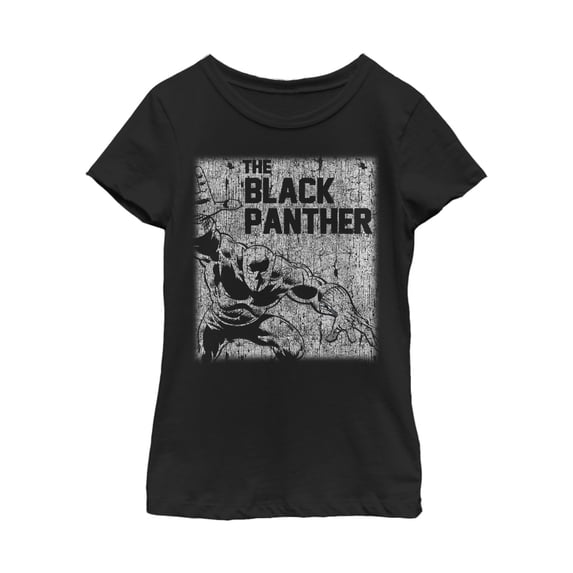 Girl's Marvel Black Panther Chalk Print Graphic Tee Black Medium