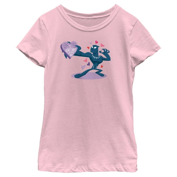 Girl's Marvel Black Panther I Heart You  Graphic Tee Light Pink Small