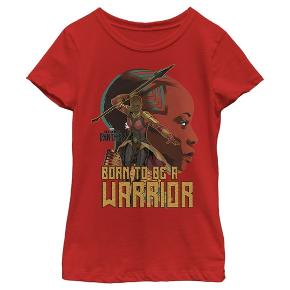 Girl's Marvel Black Panther Okoye Born to be a Warrior Graphic Tee Red Medium