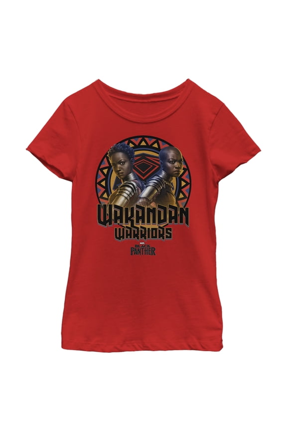 Girl's Marvel Black Panther Okoye and Nakia Wakandan Warriors Graphic Tee Red Small