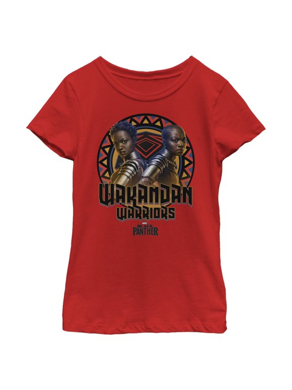 Girl's Marvel Black Panther Okoye and Nakia Wakandan Warriors Graphic Tee Red X Large