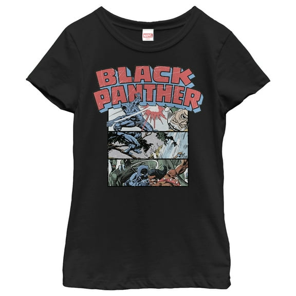 Girl's Marvel Black Panther Panels  Graphic Tee Black X Large