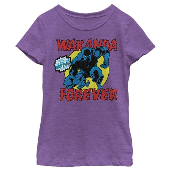 Girl's Marvel Black Panther Retro Battle Graphic Tee Purple Berry Medium