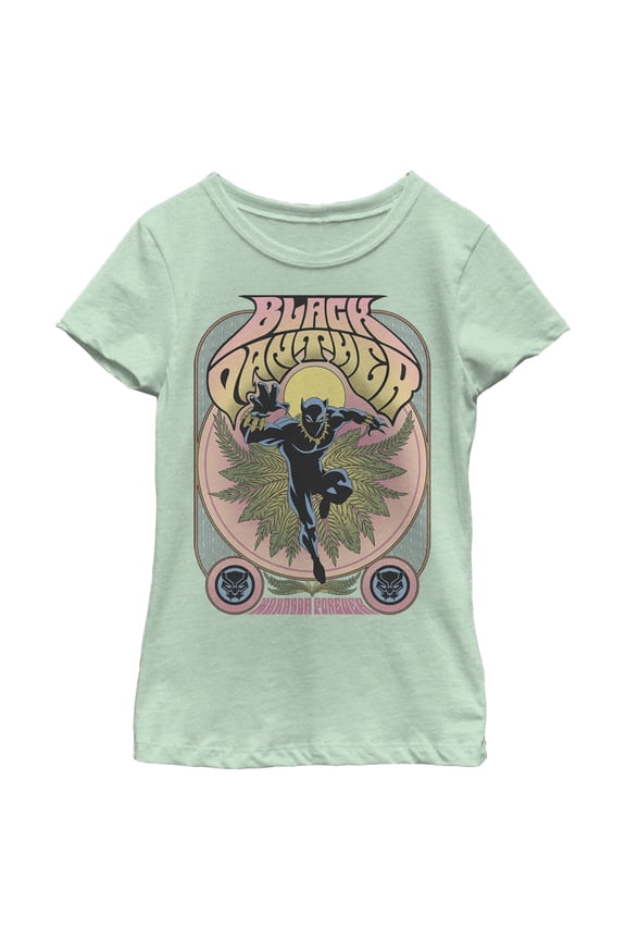 Girl's Marvel Black Panther Vintage 70's Poster Style Graphic Tee Mint Large