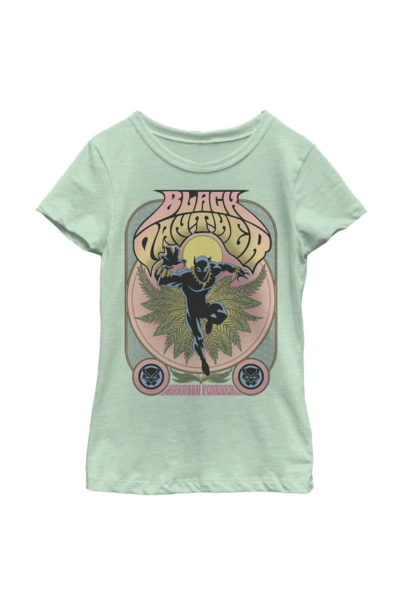 Girl's Marvel Black Panther Vintage 70's Poster Style Graphic Tee Mint Medium
