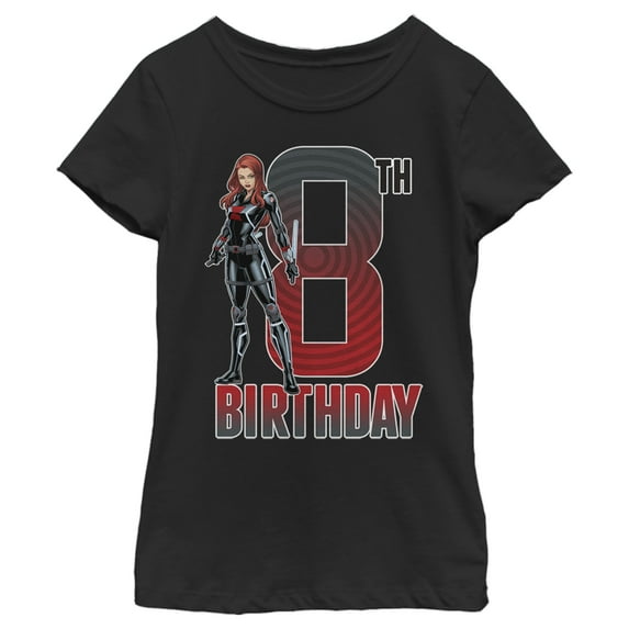 Girl's Marvel Black Widow 8th Birthday Graphic Tee Black X Large