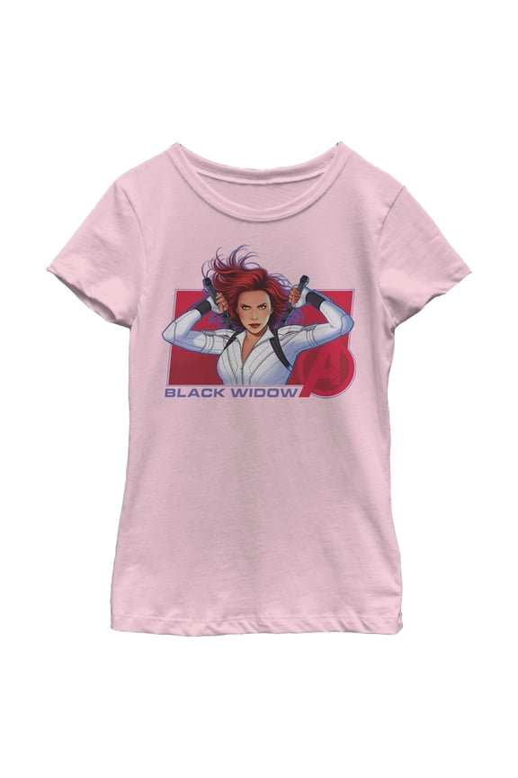 Girl's Marvel Black Widow Avenger Hero  Graphic Tee Light Pink Small