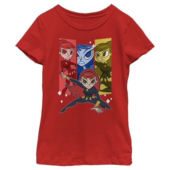 Girl's Marvel Black Widow Cartoon Hero Pose  Graphic Tee Red Small
