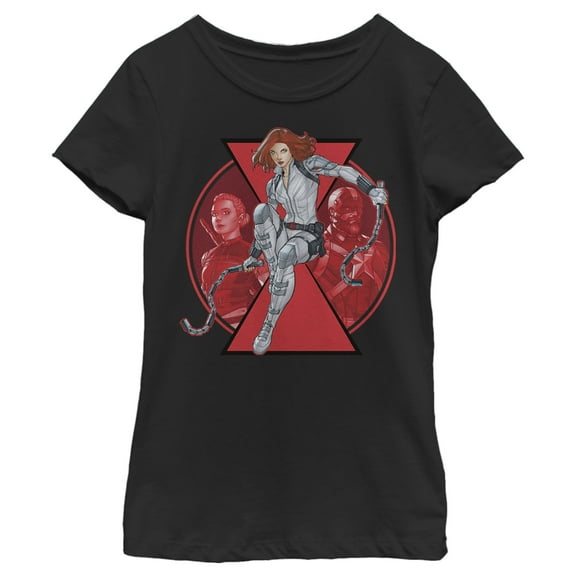 Girl's Marvel Black Widow Family Circle  Graphic Tee Black Medium