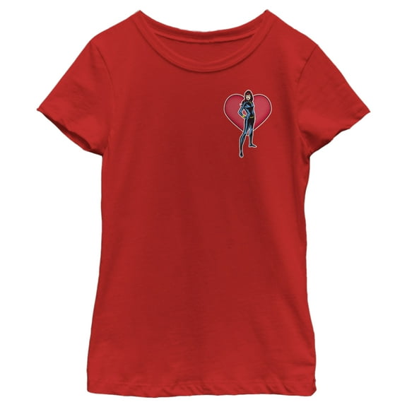 Girl's Marvel Black Widow Heart Pocket  Graphic Tee Red X Large