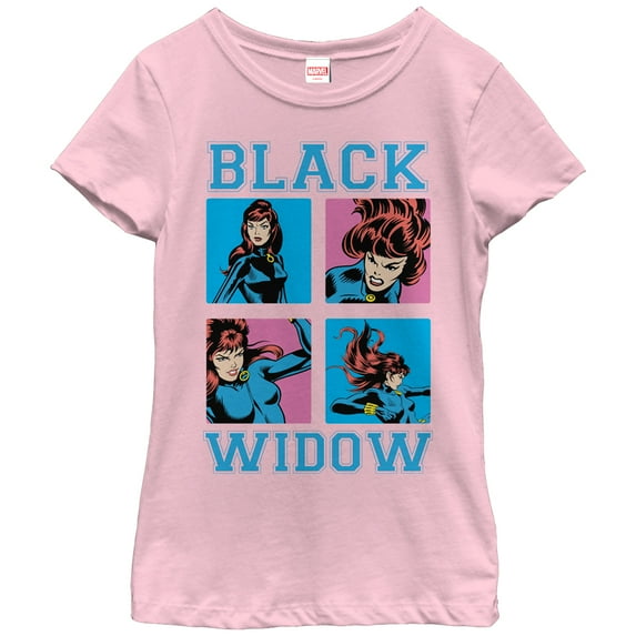 Girl's Marvel Black Widow Panels Graphic Tee Light Pink Large