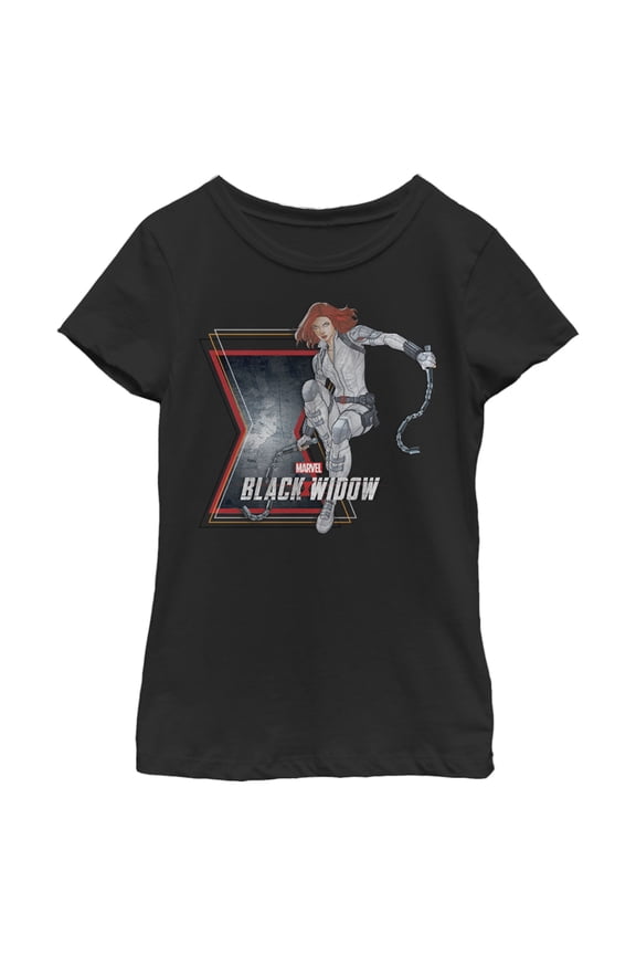 Girl's Marvel Black Widow Vintage Pose Graphic Tee Black Large