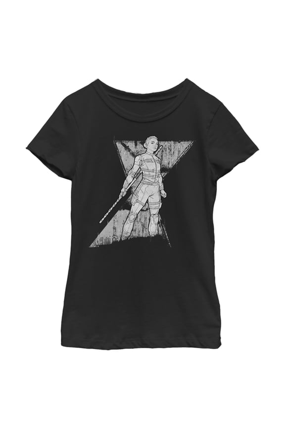 Girl's Marvel Black Widow Yelena Grunge  Graphic Tee Black Medium