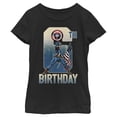thumbnail image 1 of Girl's Marvel Captain America 6th Birthday  Graphic Tee Black Medium, 1 of 3
