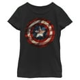 thumbnail image 1 of Girl's Marvel Captain America Avengers Shield Flag  Graphic Tee Black X Small, 1 of 3
