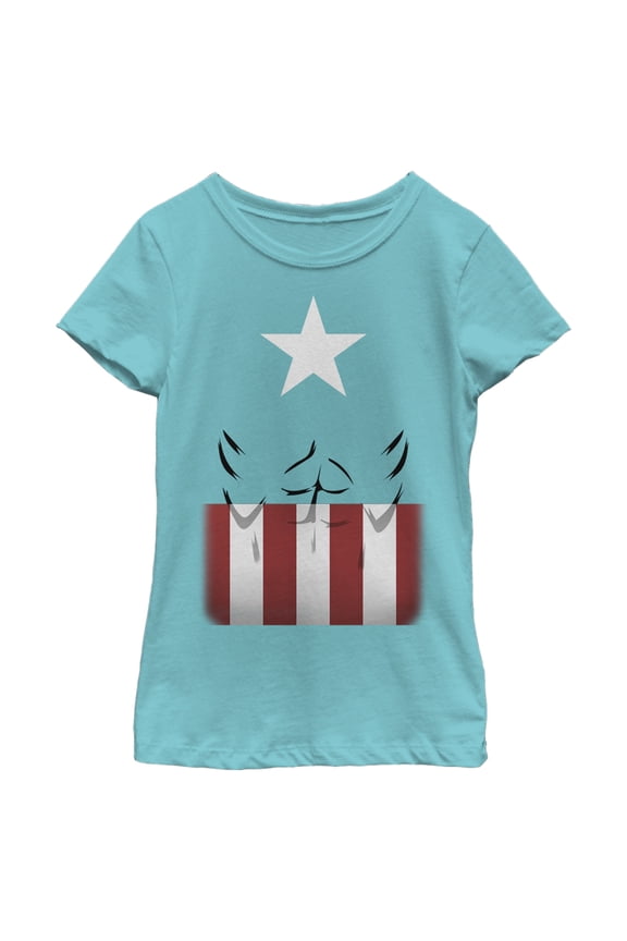 Girl's Marvel Captain America Body Graphic Tee Tahiti Blue Medium