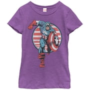 Girls Marvel Captain America Charge Graphic Tee Purple Berry Medium