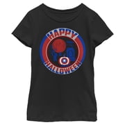 Girls Marvel Captain America Pumpkin Happy Halloween Graphic Tee Black X Large