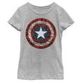 thumbnail image 1 of Girl's Marvel Captain America Shield Comic Print  Graphic Tee Athletic Heather Small, 1 of 4