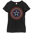 thumbnail image 1 of Girl's Marvel Captain America Shield Neon Light  Graphic Tee Black Small, 1 of 3