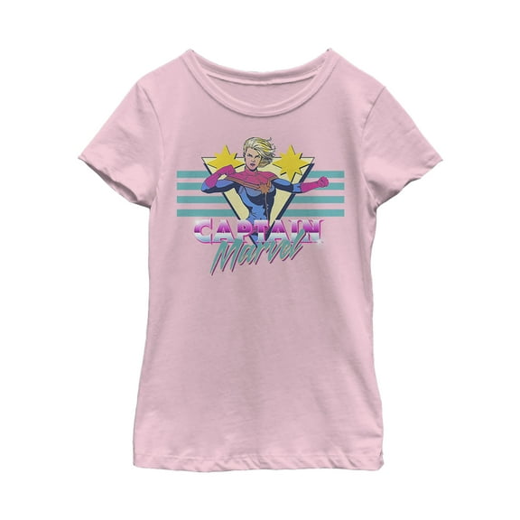 Girl's Marvel Captain Daring Hero  Graphic Tee Light Pink Large