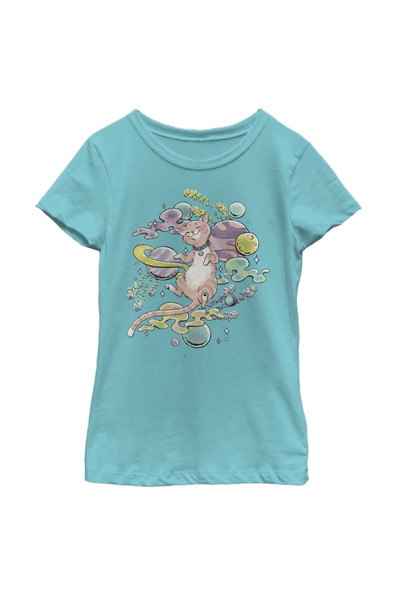 Girl's Marvel Captain Marvel Celestial Goose In Space Graphic Tee Tahiti Blue Medium