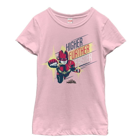Girl's Marvel Captain Marvel Faster Strike Graphic Tee Light Pink X Small