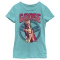 thumbnail image 1 of Girl's Marvel Captain Marvel Goose Cat Badge  Graphic Tee Tahiti Blue X Small, 1 of 3