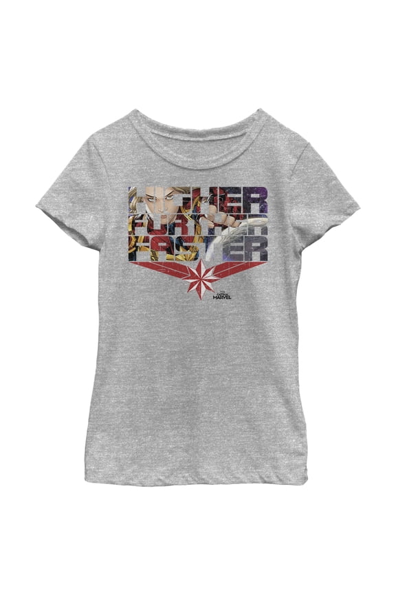 Girl's Marvel Captain Marvel Higher Comic Scenes Graphic Tee Athletic Heather X Small