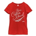 thumbnail image 1 of Girl's Marvel Captain Marvel Pager Cursive Text  Graphic Tee Red Medium, 1 of 4