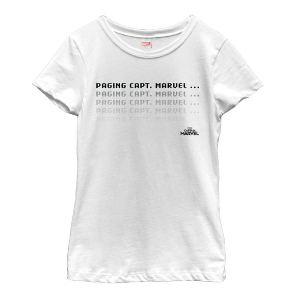 Girl's Marvel Captain Marvel Pager Text Graphic Tee White Small