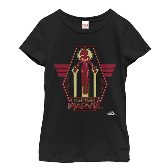 Girl's Marvel Captain Marvel Retro Take Flight  Graphic Tee Black Medium