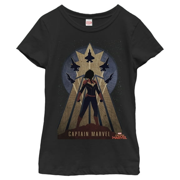 Girl's Marvel Captain Marvel Silhouette Graphic Tee Black Large