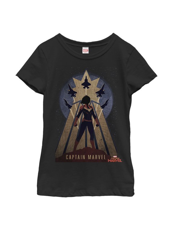Girl's Marvel Captain Marvel Silhouette Graphic Tee Black Small