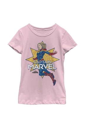 Girl's Marvel Captain Marvel Star Jump Graphic Tee Light Pink Large