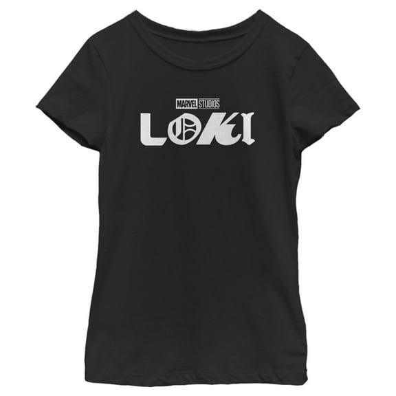 Girl's Marvel Color Block Loki Logo  Graphic Tee Black Medium