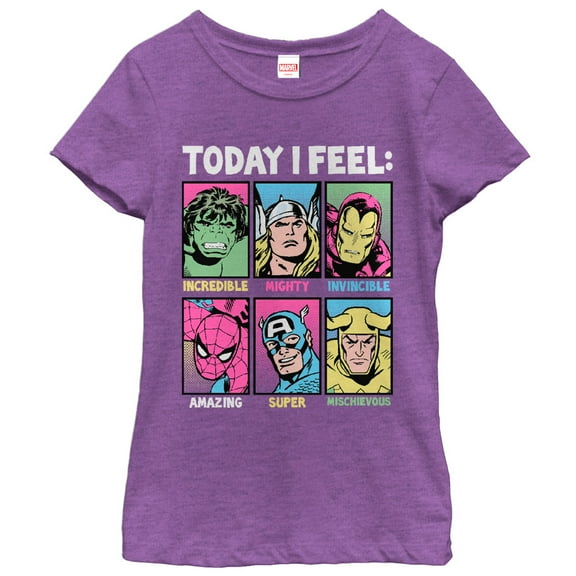 Girl's Marvel Comic Feelings  Graphic Tee Purple Berry Medium